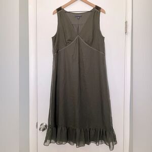 Banana Republic Olive Green Sleeveless Dress Women Size 14
